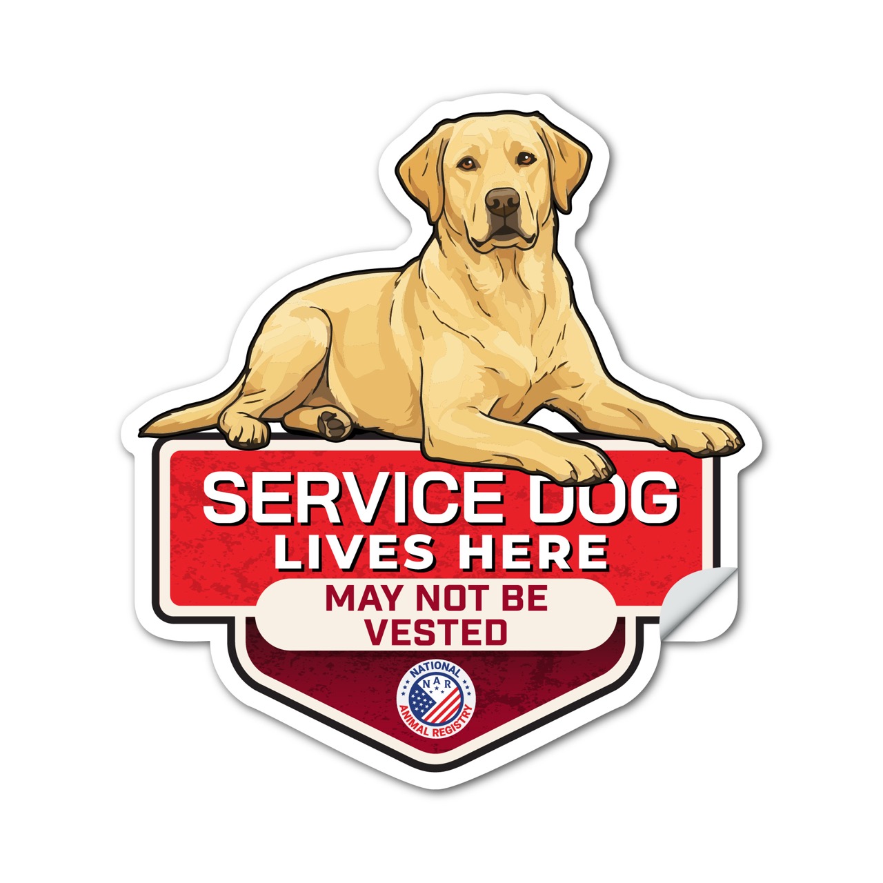 Labrador Retriever Service Dog Lives Here Sticker No Vest – SD Dog Sign Decal – May Not Be Vested – Waterproof Matte Vinyl