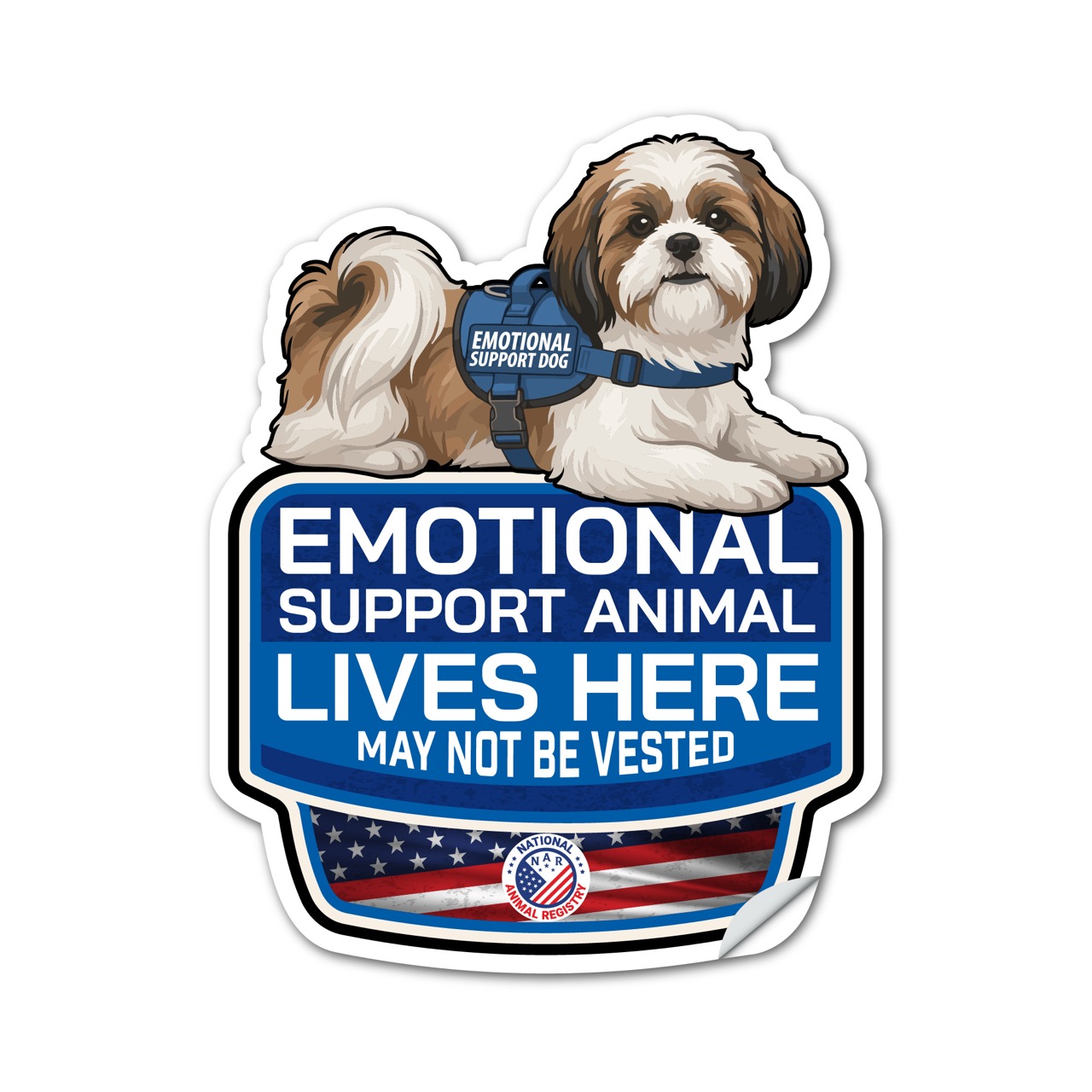 Shih Tzu Emotional Support Animal Lives Here Sticker – ESA Dog Sign Decal – May Not Be Vested – Waterproof Matte Vinyl