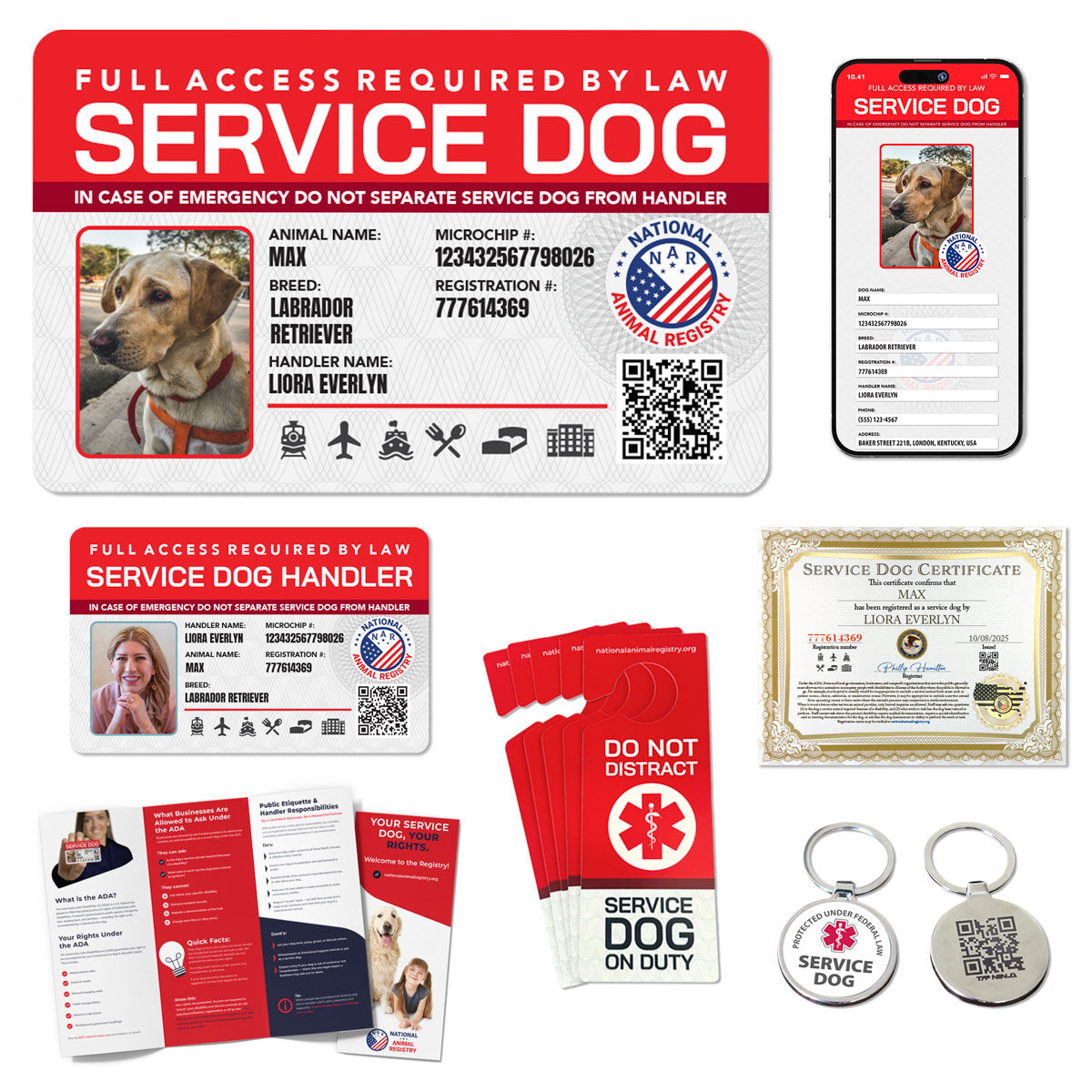 Service Dog Premium Registration Package with Digital ID, Printed Card, QR Tag, ADA Materials, and Certificate for Confident Experiences