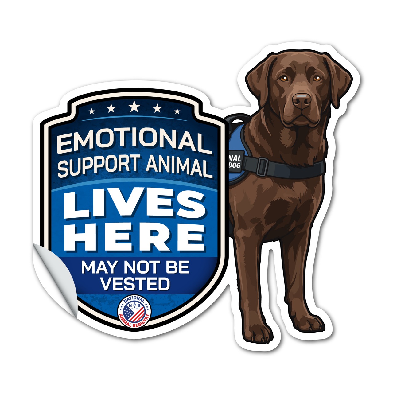 Emotional Support Animal Lives Here Labrador Retriever Sticker – ESA Dog Warning Decal – May Not Be Vested – Weatherproof Vinyl