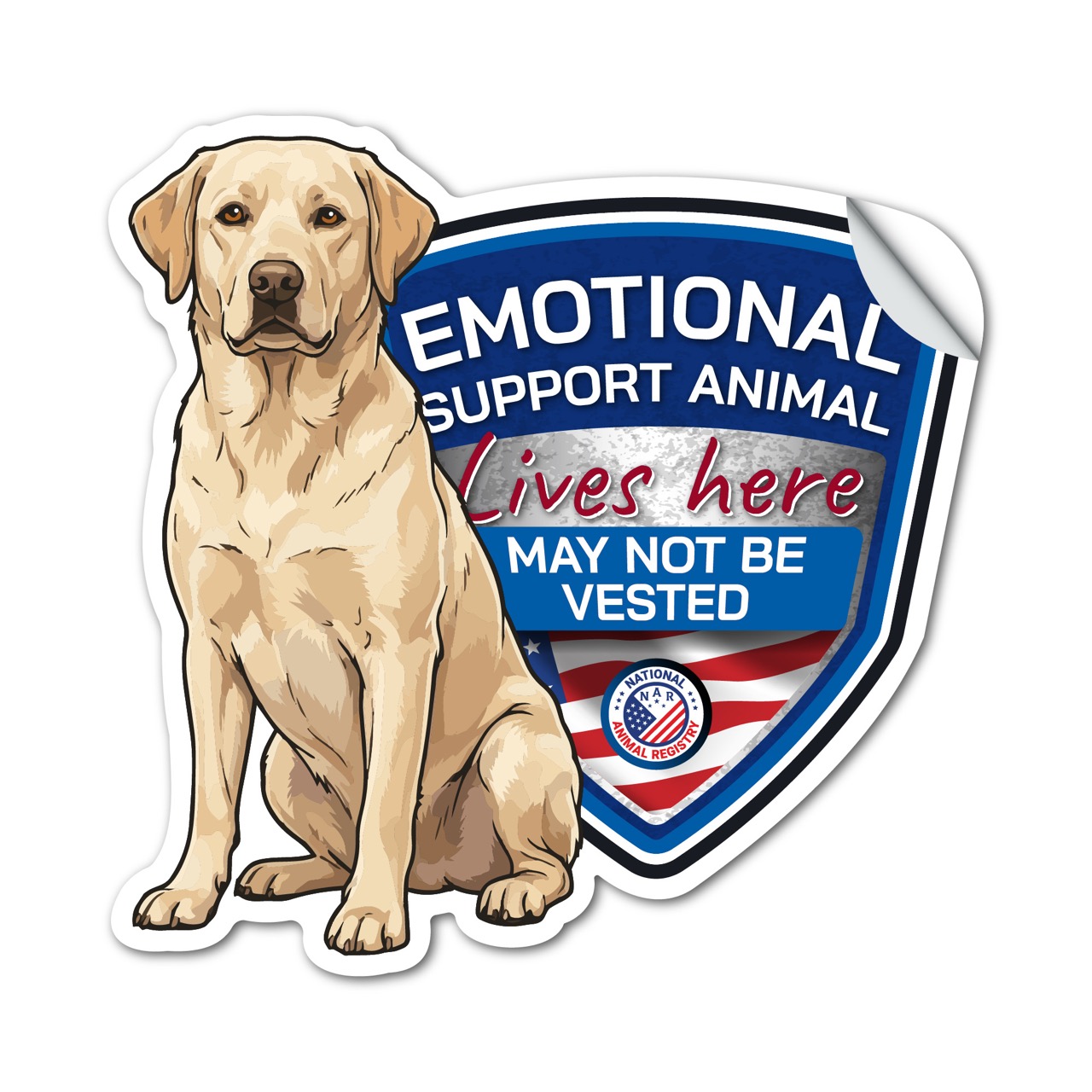 Labrador Retriever Emotional Support Animal Sticker No Vest – ESA Lives Here Sign Decal – May Not Be Vested – Waterproof Matte Vinyl