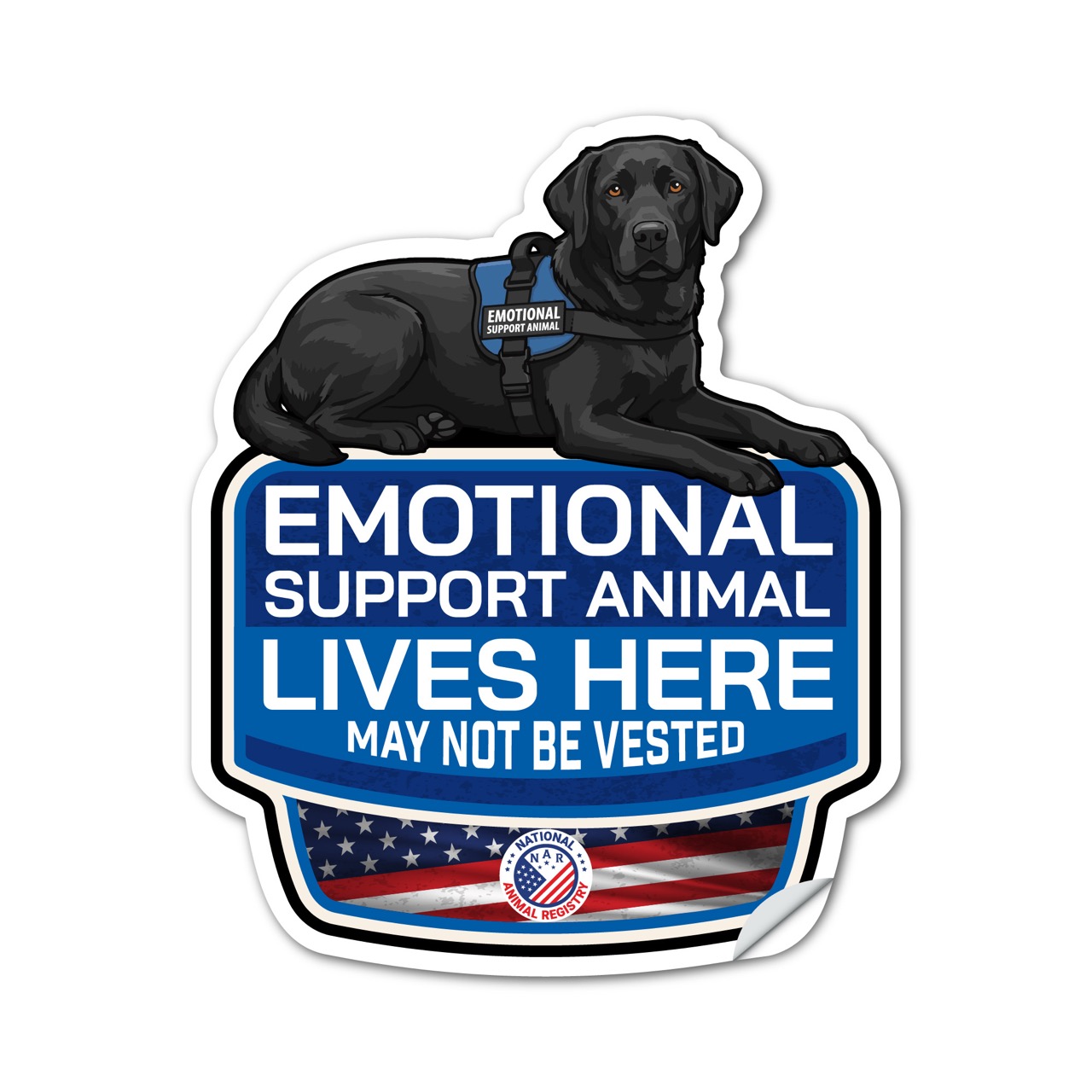 Labrador Retriever Emotional Support Animal Lives Here Sticker – ESA Dog Sign Decal – May Not Be Vested – Waterproof Matte Vinyl