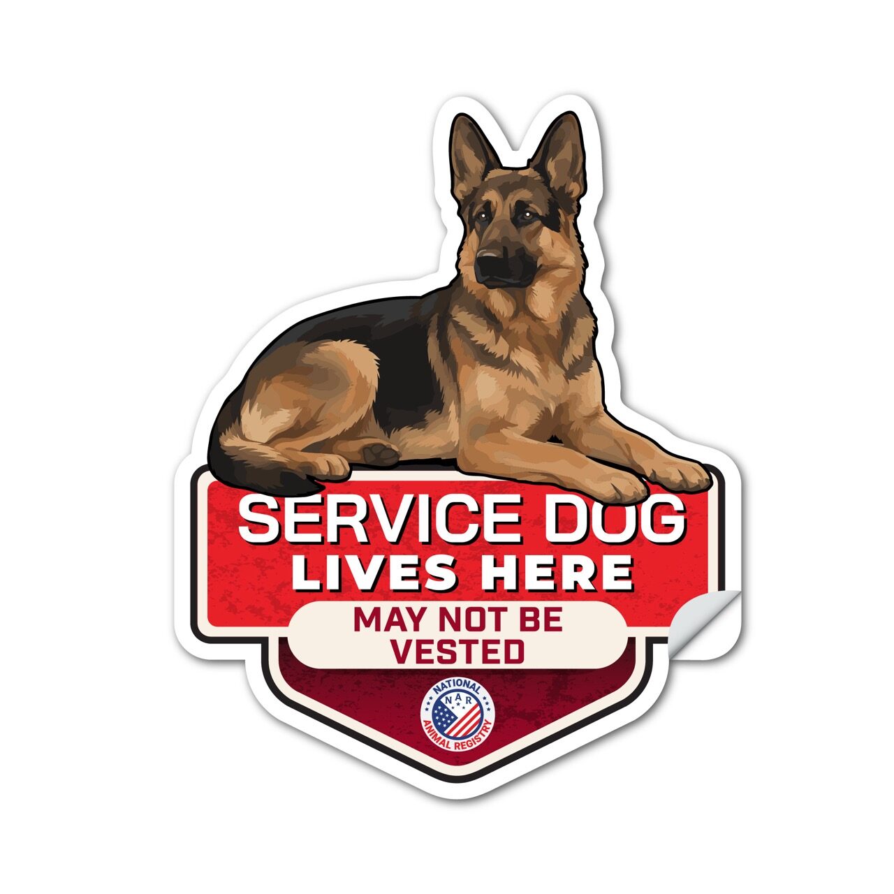 German Shepherd Emotional Support Animal Sticker No Vest – ESA Lives Here Sign Decal – May Not Be Vested – Waterproof Matte Vinyl