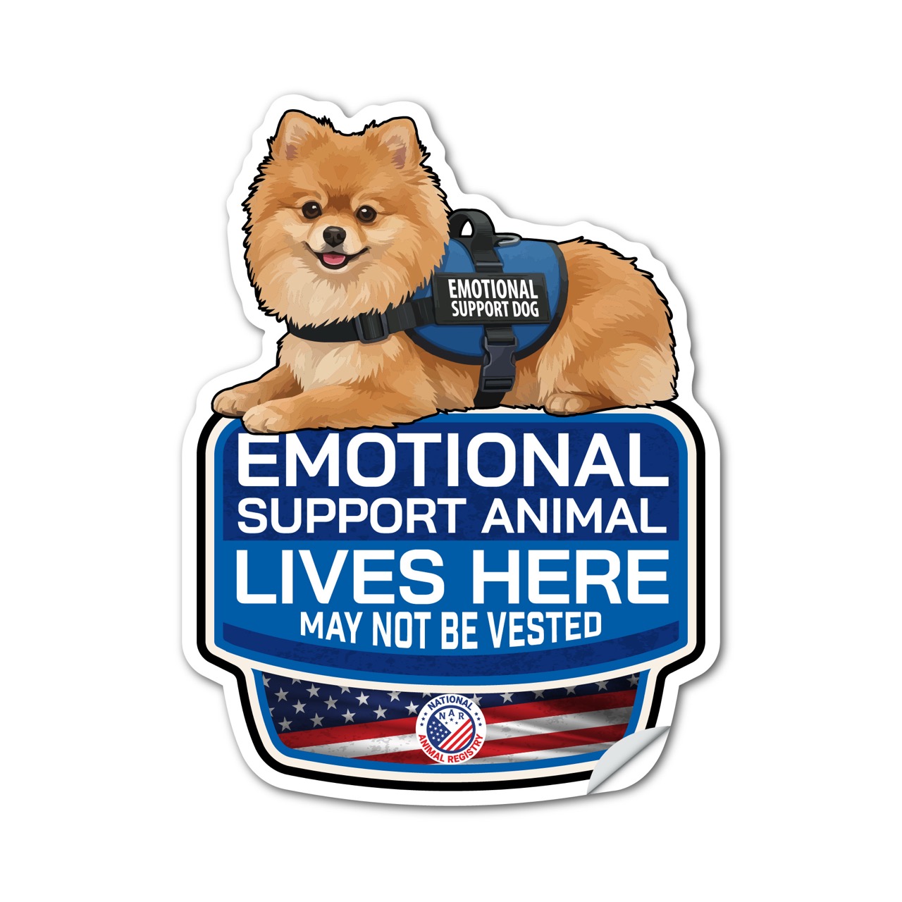 Pomeranian Emotional Support Animal Lives Here Sticker – ESA Dog Sign Decal – May Not Be Vested – Waterproof Matte Vinyl