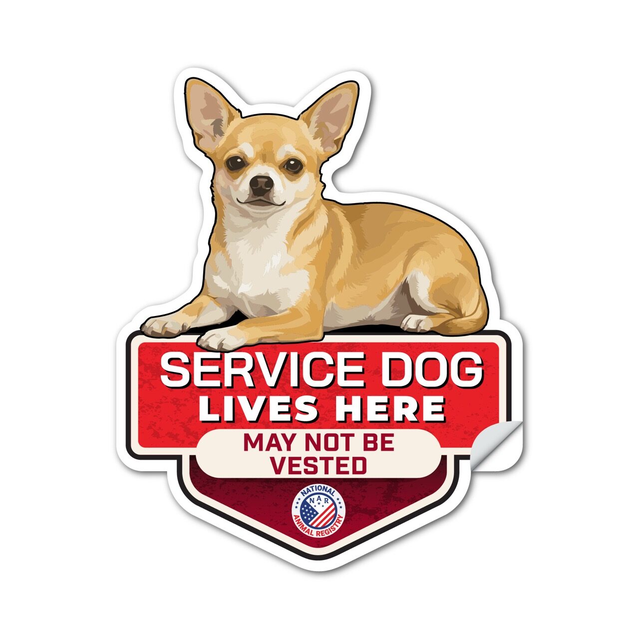 Chihuahua Service Dog Lives Here Sticker No Vest – SD Dog Sign Decal – May Not Be Vested – Waterproof Matte Vinyl