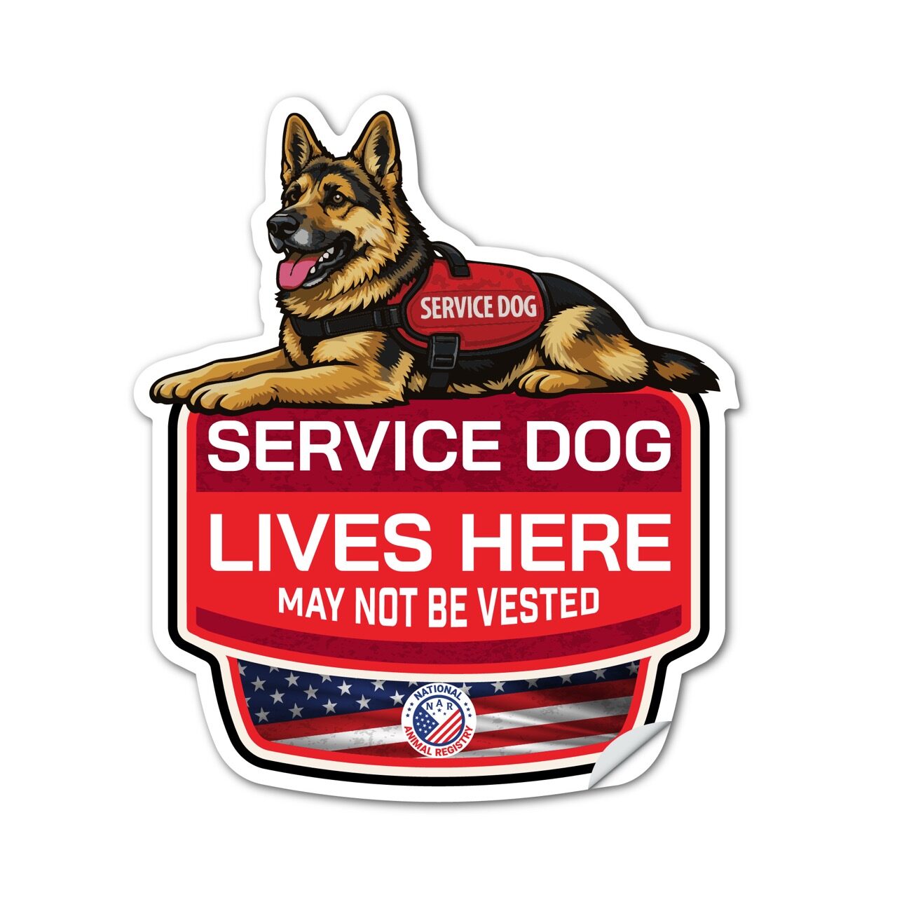 German Shepherd Service Dog Lives Here Sticker – SD Dog Sign Decal – May Not Be Vested – Waterproof Matte Vinyl