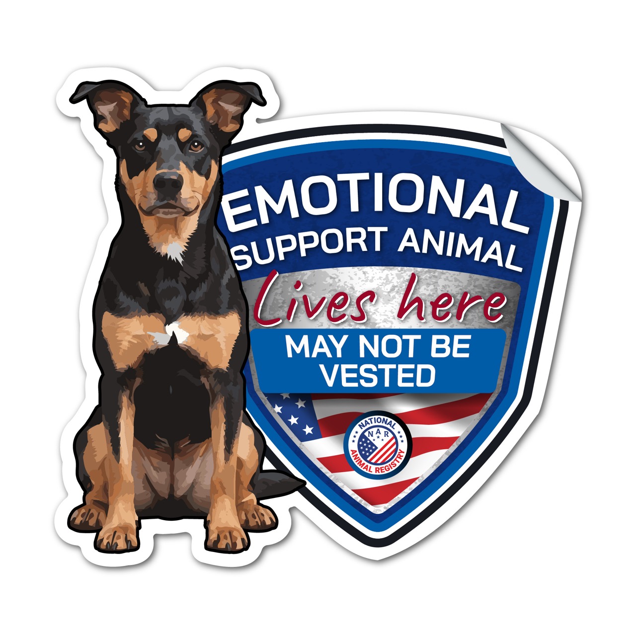 Mixed Breed Emotional Support Animal Sticker No Vest – ESA Lives Here Sign Decal – May Not Be Vested – Waterproof Matte Vinyl