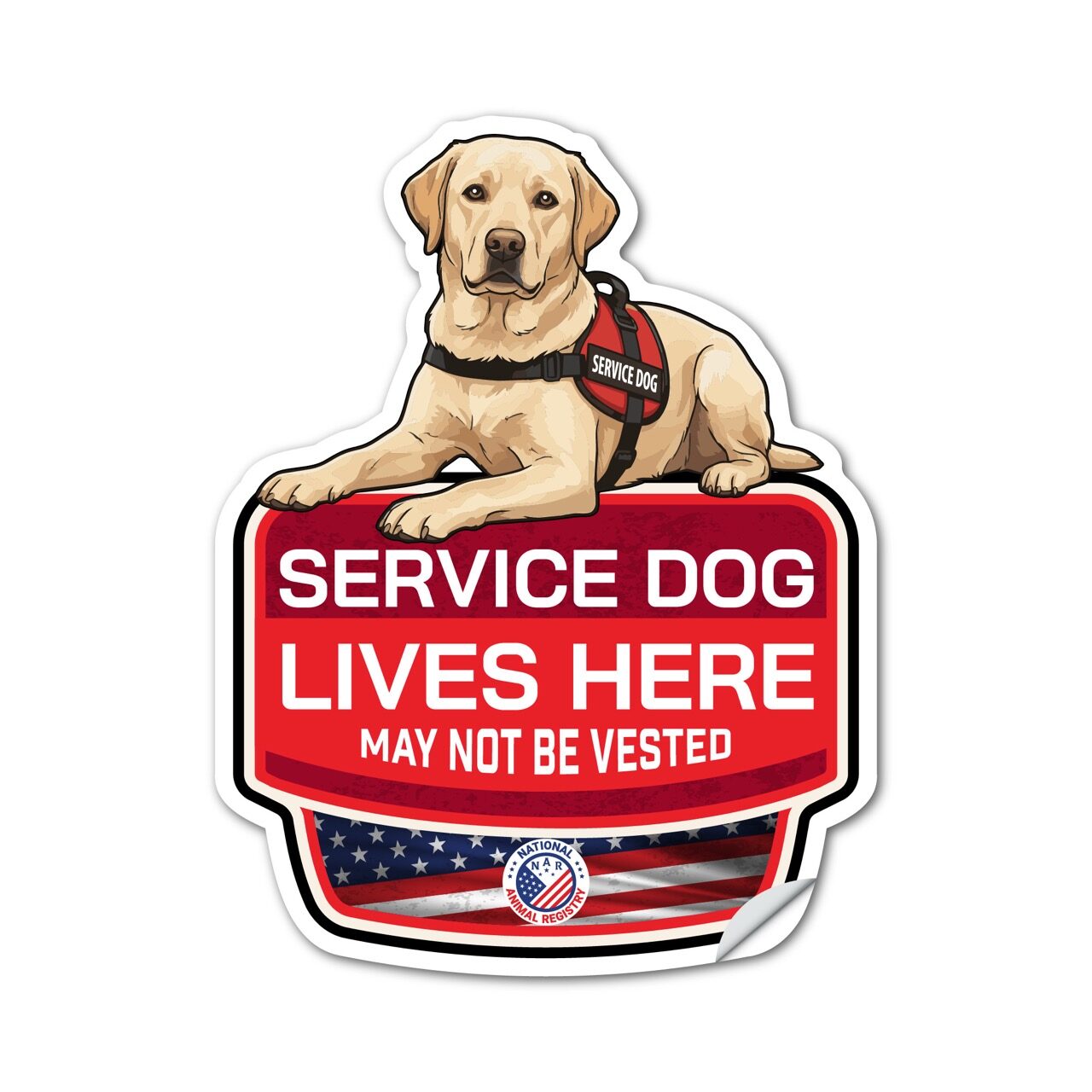 Labrador Retriever Service Dog Lives Here Sticker – SD Dog Sign Decal – May Not Be Vested – Waterproof Matte Vinyl