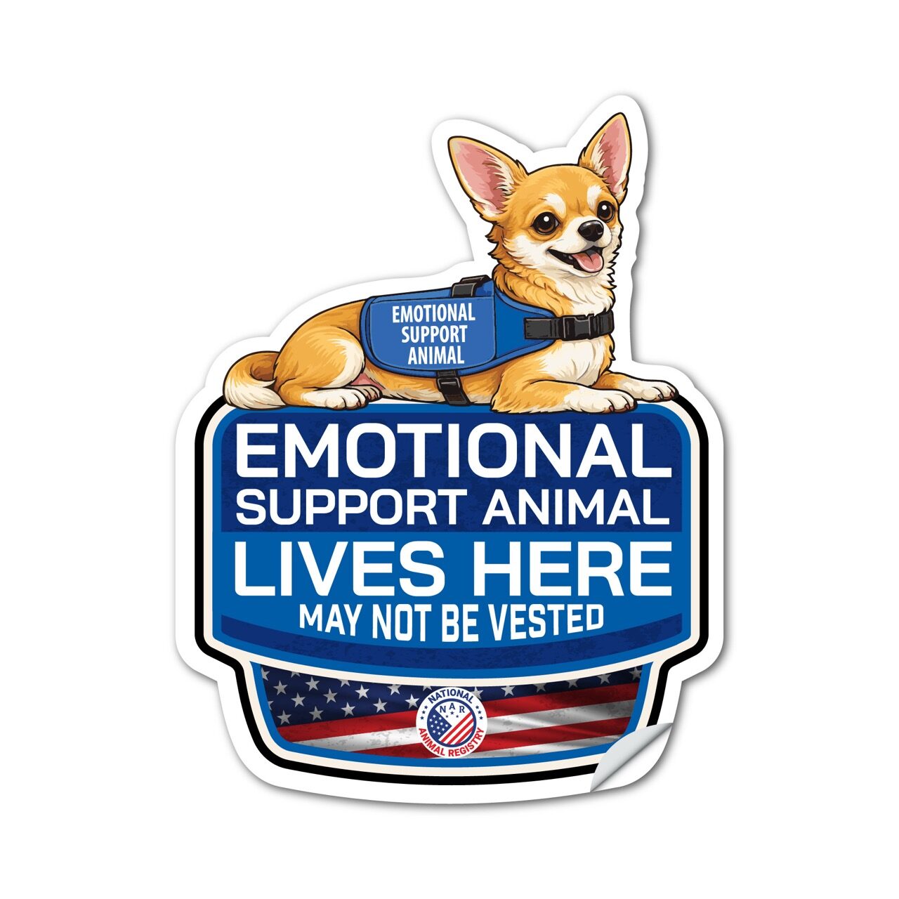 Chihuahua Emotional Support Animal Lives Here Sticker – ESA Dog Sign Decal – May Not Be Vested – Waterproof Matte Vinyl