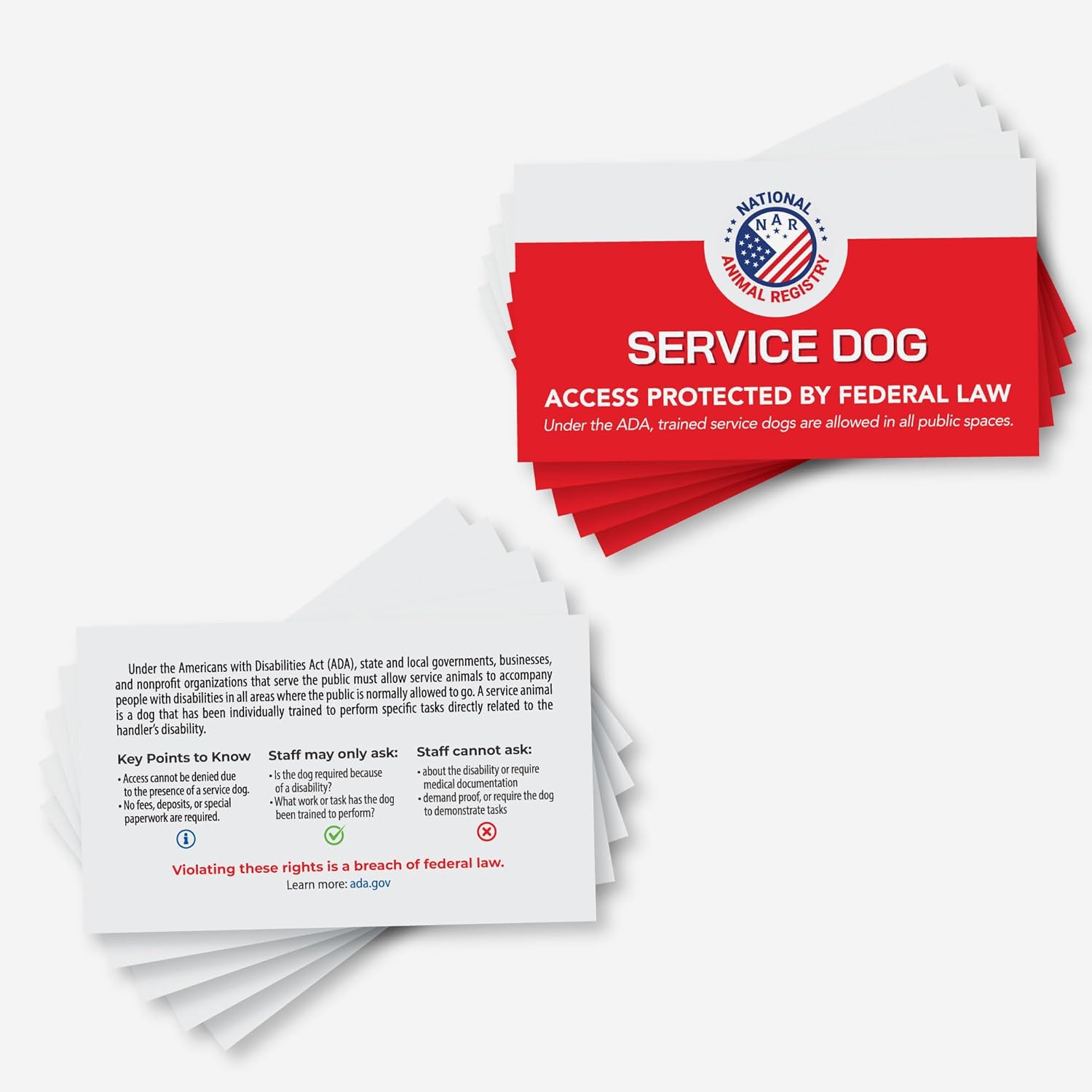Service Dog ADA Law Handout Cards – 50 Pack