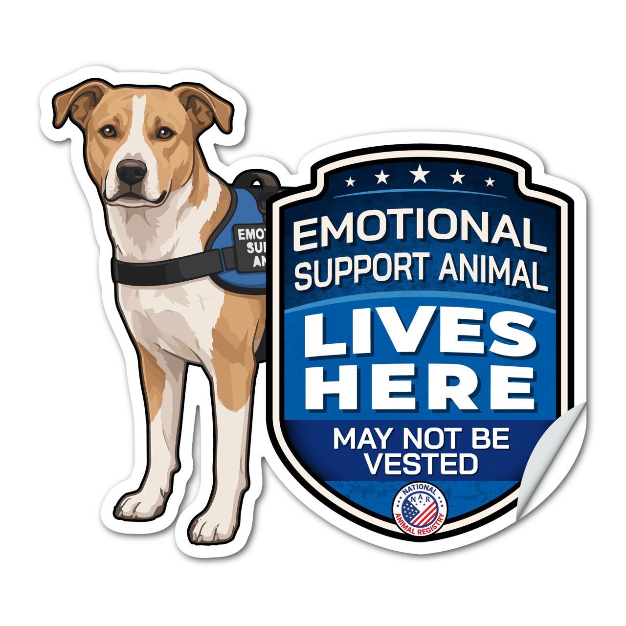 Emotional Support Animal Lives Here Mixed Breed Sticker – ESA Dog Warning Decal – May Not Be Vested – Weatherproof Vinyl