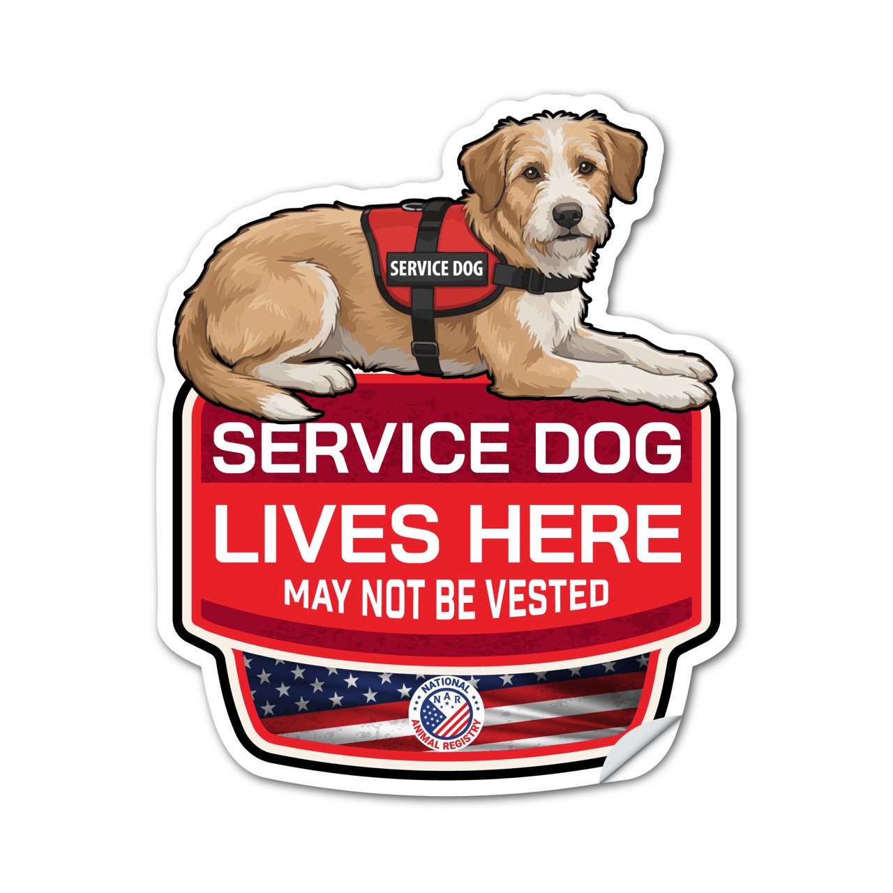 Mixed Breed Service Dog Lives Here Sticker – SD Dog Sign Decal – May Not Be Vested – Waterproof Matte Vinyl