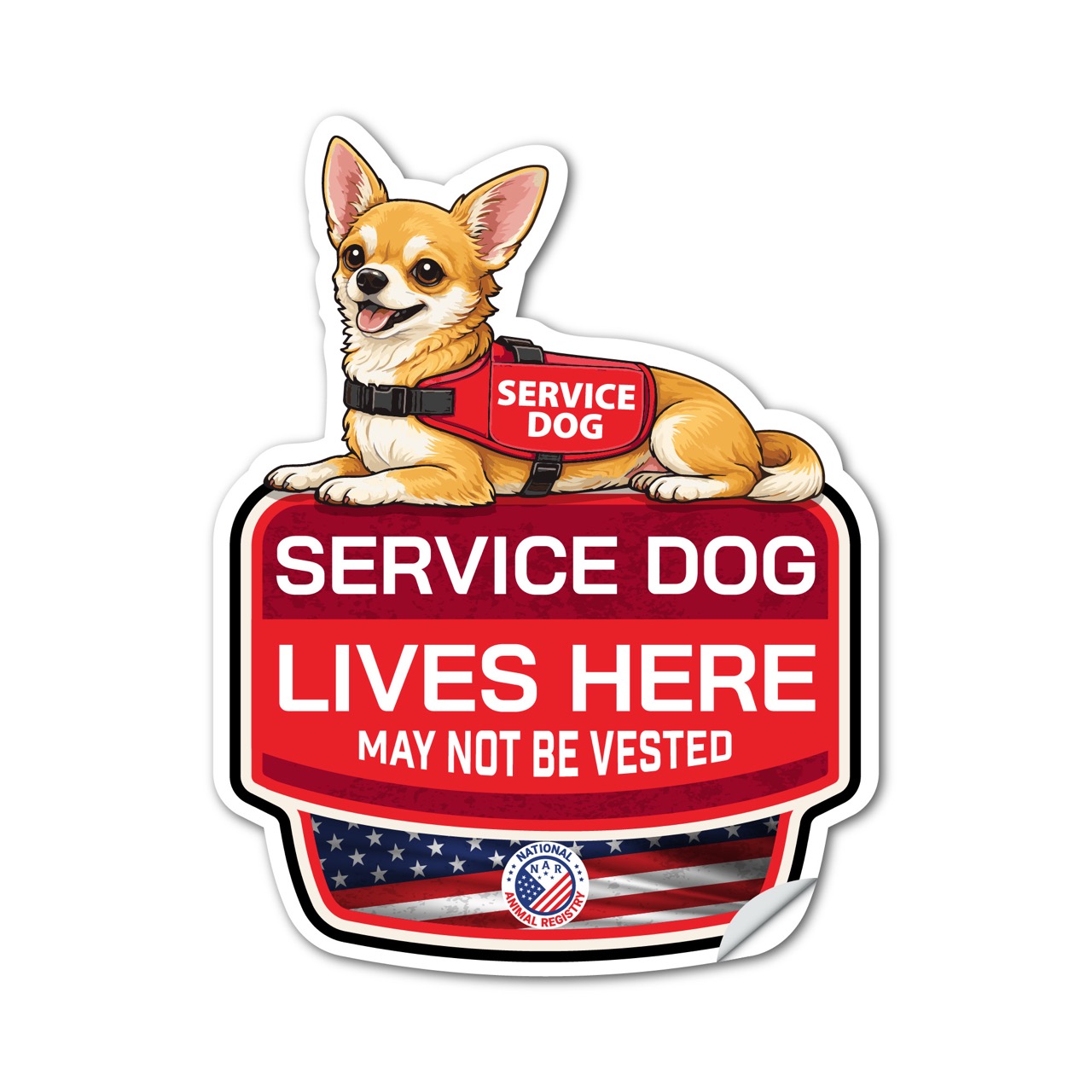 Chihuahua Service Dog Lives Here Sticker – SD Dog Sign Decal – May Not Be Vested – Waterproof Matte Vinyl