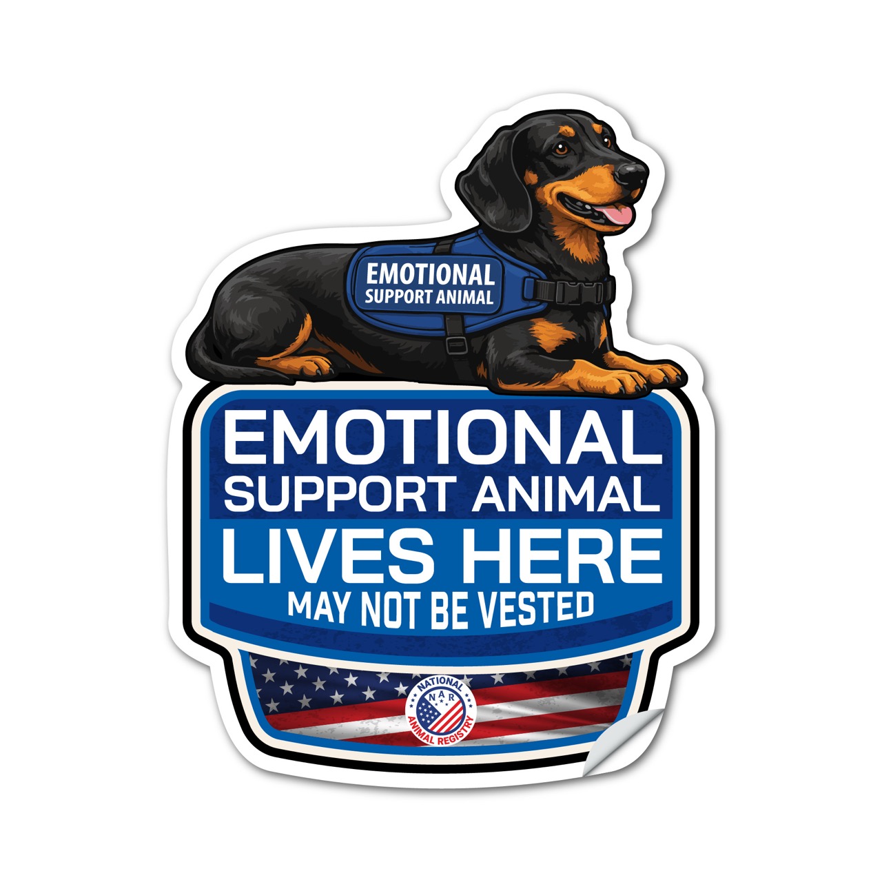Dachshund Emotional Support Animal Lives Here Sticker – ESA Dog Sign Decal – May Not Be Vested – Waterproof Matte Vinyl